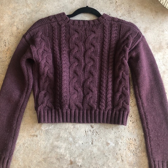 Purple cropped knit sweater - Picture 2 of 2